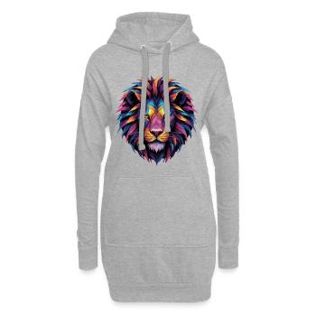 Löwe Löwenkopf geometrisch Geometrie bunt Geschenk - Hoodie-Kleid - Grau meliert - Vorne