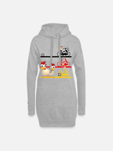 FUßBALL HÜHNER FAHRRAD DEUTSCHLAND - Hoodie-Kleid - Grau meliert