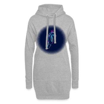 Wheelie extrem mit Motorrad beim Rennen farbig - Hoodie-Kleid - Grau meliert - Vorne