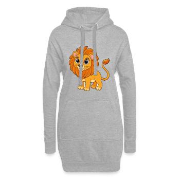 Löwe Niedliche Maskottchen Zeichentrickfigur Kawaii - Hoodie-Kleid - Grau meliert - Vorne