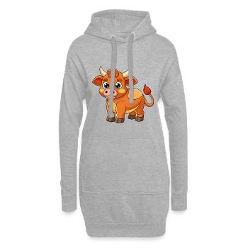 Stier Niedliche Maskottchen Zeichentrickfigur Kawaii - Hoodie-Kleid - Grau meliert - Vorne