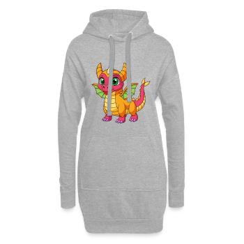 Drache Niedliche Maskottchen Zeichentrickfigur Kawaii - Hoodie-Kleid - Grau meliert - Vorne