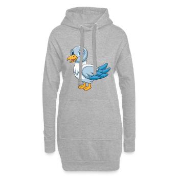 Mouette Mignon Mascotte Personnage De Dessin Animé Kawaii - Sweat-shirt à capuche long Femme - gris chiné - Devant