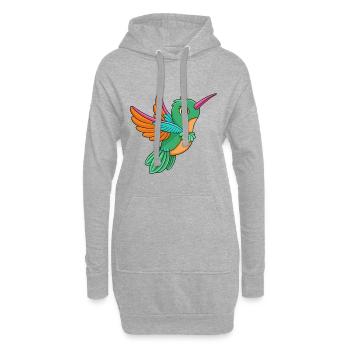 Colibri Mascotte mignonne Personnage de dessin animé Kawaii - Sweat-shirt à capuche long Femme - gris chiné - Devant