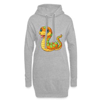 Serpent Mignon Mascotte Personnage De Dessin Animé Kawaii - Sweat-shirt à capuche long Femme - gris chiné - Devant