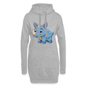 Rhino Niedliche Maskottchen Zeichentrickfigur Kawaii - Hoodie-Kleid - Grau meliert - Vorne