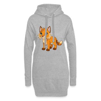 Lynx Mascotte mignonne Personnage de dessin animé Kawaii - Sweat-shirt à capuche long Femme - gris chiné - Devant