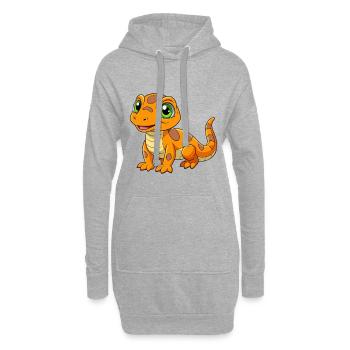 Eidechse Niedliche Maskottchen Zeichentrickfigur Kawaii - Hoodie-Kleid - Grau meliert - Vorne