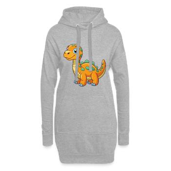 Dinosaurier Niedliche Maskottchen Zeichentrickfigur Kawaii - Hoodie-Kleid - Grau meliert - Vorne