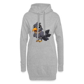 Krähe Niedliche Maskottchen Zeichentrickfigur Kawaii - Hoodie-Kleid - Grau meliert - Vorne
