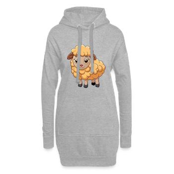 Schaf Niedliche Maskottchen Zeichentrickfigur Kawaii - Hoodie-Kleid - Grau meliert - Vorne