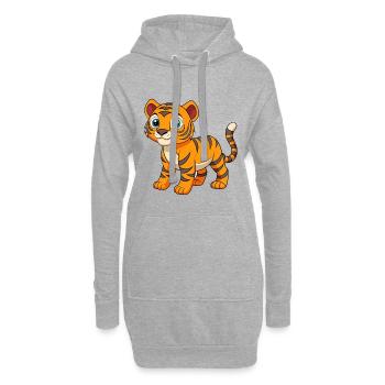 Tiger Niedliche Maskottchen Zeichentrickfigur Kawaii - Hoodie-Kleid - Grau meliert - Vorne