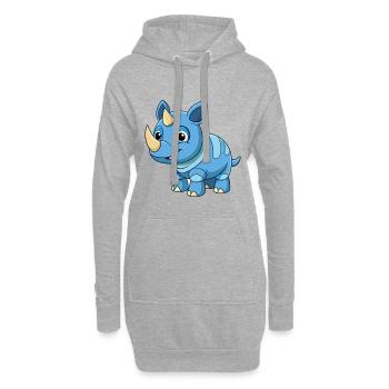 Rhino Niedliche Maskottchen Zeichentrickfigur Kawaii - Hoodie-Kleid - Grau meliert - Vorne