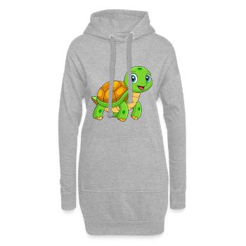 Schildkröte Niedliches Maskottchen Zeichentrickfigur Kawaii - Hoodie-Kleid - Grau meliert - Vorne