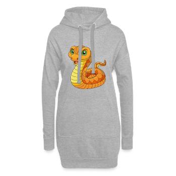 Serpent Mignon Mascotte Personnage De Dessin Animé Kawaii - Sweat-shirt à capuche long Femme - gris chiné - Devant