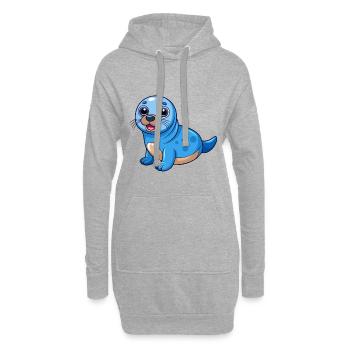Siegel Niedliche Maskottchen Cartoon Figur Kawaii - Hoodie-Kleid - Grau meliert - Vorne