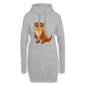 Loutre Mascotte mignonne Personnage de dessin animé Kawaii - Sweat-shirt à capuche long Femme - gris chiné - Devant