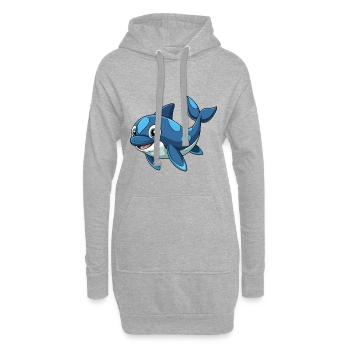 Orca Niedliche Maskottchen Zeichentrickfigur Kawaii - Hoodie-Kleid - Grau meliert - Vorne