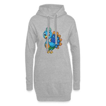 Pfau Niedliche Maskottchen Zeichentrickfigur Kawaii - Hoodie-Kleid - Grau meliert - Vorne