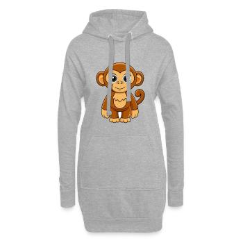 Schimpanse Niedliche Maskottchen Zeichentrickfigur Kawaii - Hoodie-Kleid - Grau meliert - Vorne