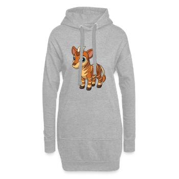 Okapi Mascotte mignonne Personnage de dessin animé Kawaii - Sweat-shirt à capuche long Femme - gris chiné - Devant
