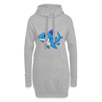 Requin Mignon Mascotte Personnage De Dessin Animé Kawaii - Sweat-shirt à capuche long Femme - gris chiné - Devant
