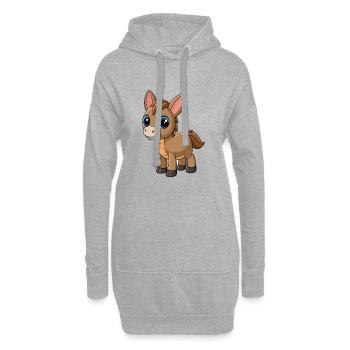 Esel Niedliche Maskottchen Zeichentrickfigur Kawaii - Hoodie-Kleid - Grau meliert - Vorne