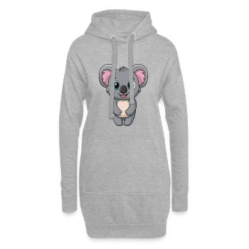 Koala Mascotte mignonne Personnage de dessin animé Kawaii - Sweat-shirt à capuche long Femme - gris chiné - Devant