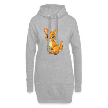 Känguru Niedliche Maskottchen Zeichentrickfigur Kawaii - Hoodie-Kleid - Grau meliert - Vorne