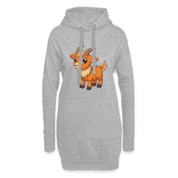 Chèvre Mignon Mascotte Personnage De Dessin Animé Kawaii - Sweat-shirt à capuche long Femme - gris chiné - Devant