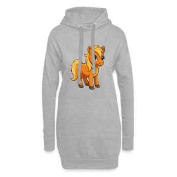 Pferd Niedliche Maskottchen Zeichentrickfigur Kawaii - Hoodie-Kleid - Grau meliert - Vorne