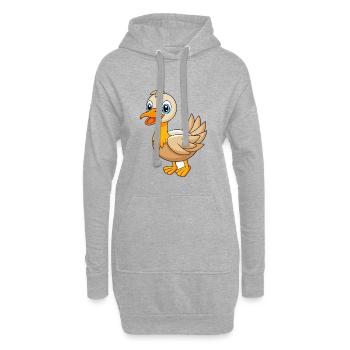 Oie mignonne mascotte personnage de dessin animé Kawaii - Sweat-shirt à capuche long Femme - gris chiné - Devant