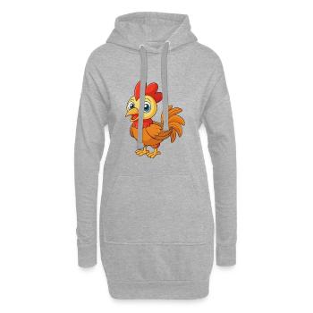 Hahn Niedliche Maskottchen Zeichentrickfigur Kawaii - Hoodie-Kleid - Grau meliert - Vorne