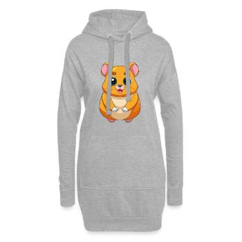 Hamster Mascotte mignonne Personnage de dessin animé Kawaii - Sweat-shirt à capuche long Femme - gris chiné - Devant