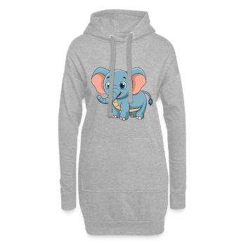 Elefant Niedliche Maskottchen Zeichentrickfigur Kawaii - Hoodie-Kleid - Grau meliert - Vorne