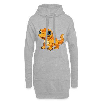 Eidechse Niedliche Maskottchen Zeichentrickfigur Kawaii - Hoodie-Kleid - Grau meliert - Vorne