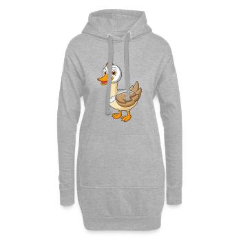Oie mignonne mascotte personnage de dessin animé Kawaii - Sweat-shirt à capuche long Femme - gris chiné - Devant