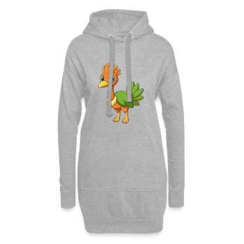 Emu Mignon Mascotte Personnage De Dessin Animé Kawaii - Sweat-shirt à capuche long Femme - gris chiné - Devant