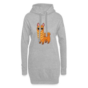 Lama Niedliche Maskottchen Zeichentrickfigur Kawaii - Hoodie-Kleid - Grau meliert - Vorne