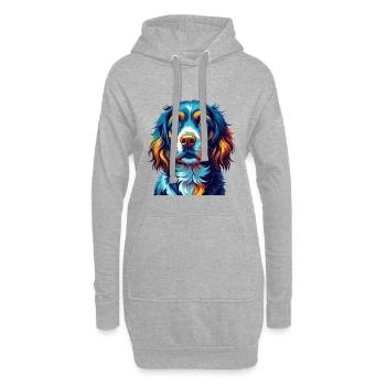 Épagneul alpin Chien race Coloré Dessin animé Kawaii - Sweat-shirt à capuche long Femme - gris chiné - Devant