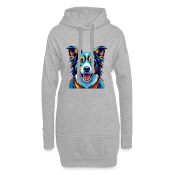Aidi Chien Race Coloré Aquarelle Dessin Animé Kawaii - Sweat-shirt à capuche long Femme - gris chiné - Devant