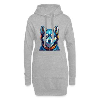 Alaskan Klee Kai Chien Race Coloré Dessin Animé Kawaii - Sweat-shirt à capuche long Femme - gris chiné - Devant