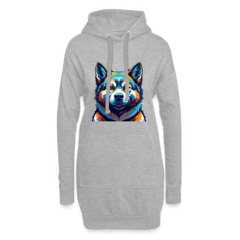 Amerikanische Akita Hunderasse Bunte Karikatur Kawaii - Hoodie-Kleid - Grau meliert - Vorne