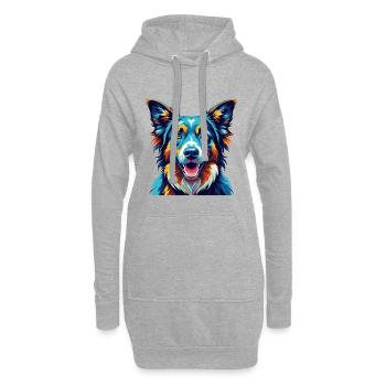 Berger Basque Chien Race Coloré Dessin Animé Kawaii - Sweat-shirt à capuche long Femme - gris chiné - Devant