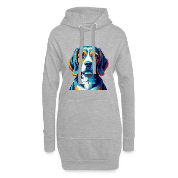 Beagle Chien Race Coloré Dessin Animé Kawaii - Sweat-shirt à capuche long Femme - gris chiné - Devant