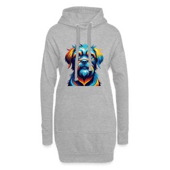 Griffon belge Chien Race Coloré Dessin animé Kawaii - Sweat-shirt à capuche long Femme - gris chiné - Devant