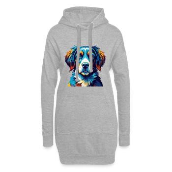 Auvergne chien d’arrêt race dessin animé Kawaii - Sweat-shirt à capuche long Femme - gris chiné - Devant