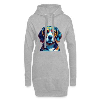 Beagle Harrier Chien Race Coloré Dessin animé Kawaii - Sweat-shirt à capuche long Femme - gris chiné - Devant