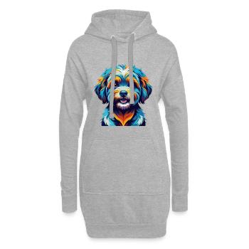 Bichon frisé Race de chien Dessin animé coloré Kawaii - Sweat-shirt à capuche long Femme - gris chiné - Devant
