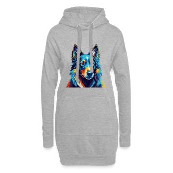 Belgische Groenendael Hunderasse Karikatur Kawaii - Hoodie-Kleid - Grau meliert - Vorne
